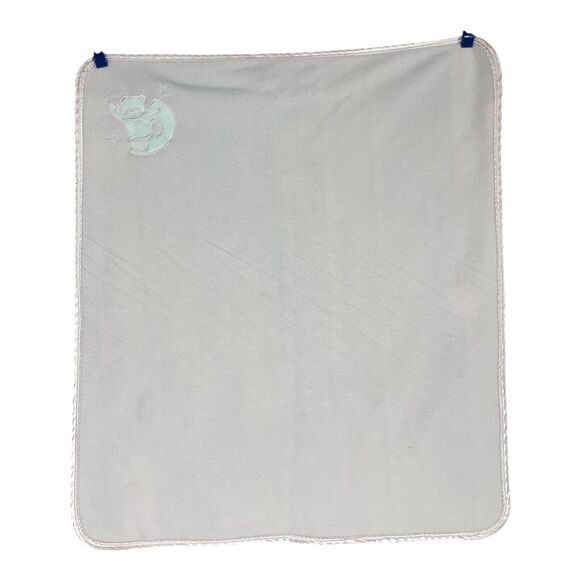 Cutie Pie Pink Bear Sitting On Moon Baby Blanket Satin Trim - Picture 4 of 7